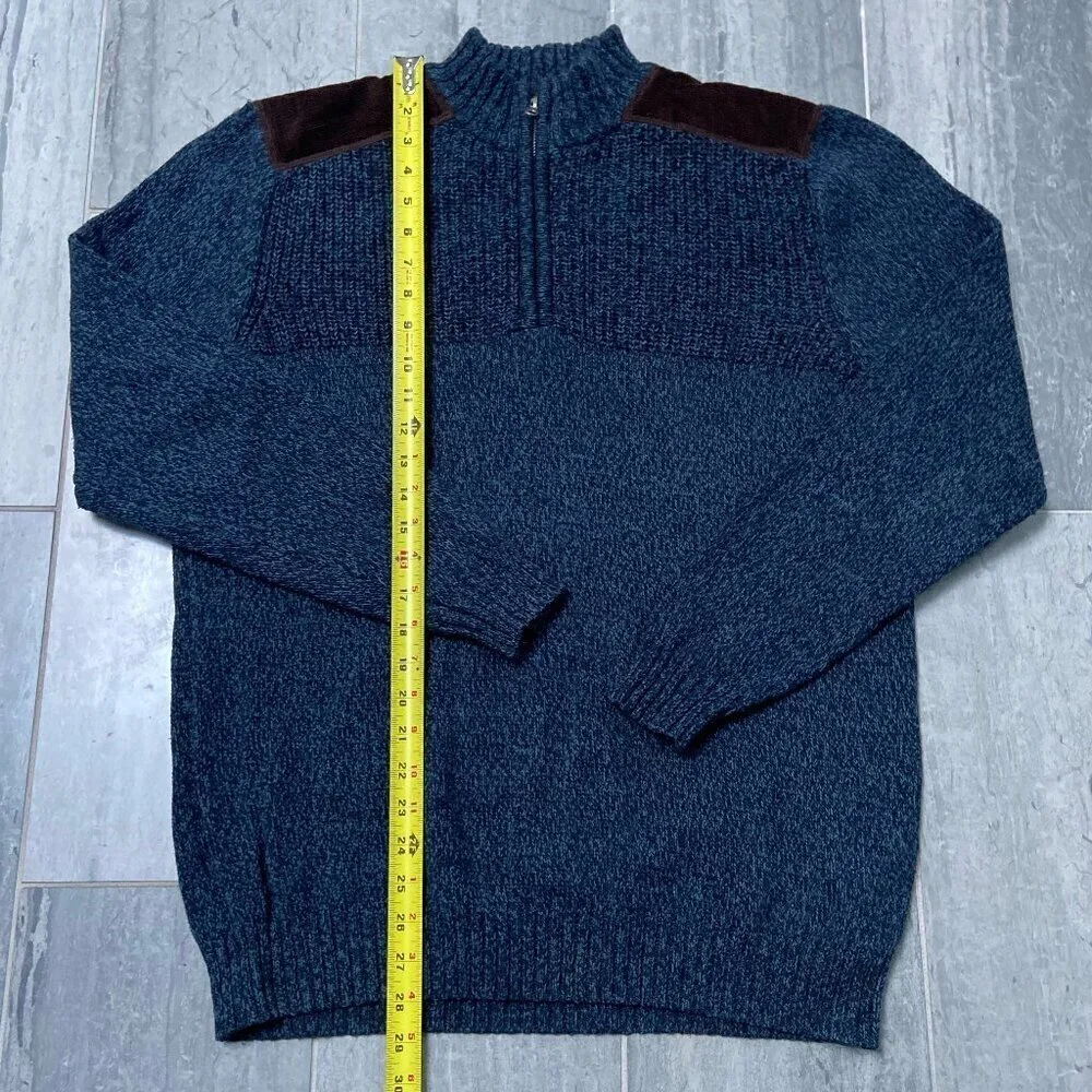 Cambridge Dry Goods Long Sleeve Quarter Zip Sweater Pullover Blue – Size Large